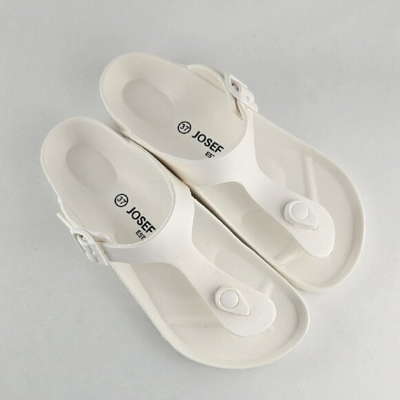 Josef Seibel Women's White Thong Slide Sandal Adjustable Strap Lightweight Sz 37 - Picture 3 of 11